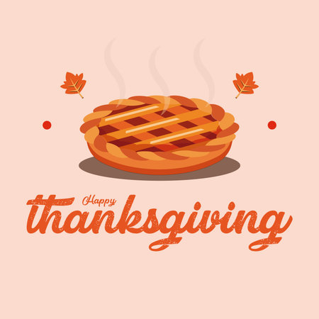 Thanksgiving pie with autumn leaves. Vectorのイラスト素材