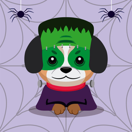 Dog in Frankenstein monster costume. Vectorのイラスト素材