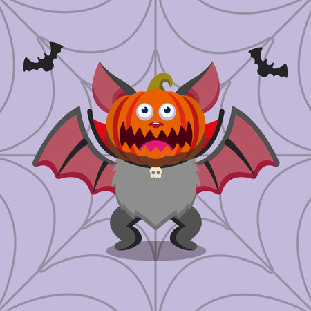 Halloween bat with pumpkin head. Vectorのイラスト素材