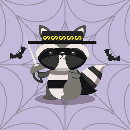 Raccoon ninja thief with sword. Vectorのイラスト素材