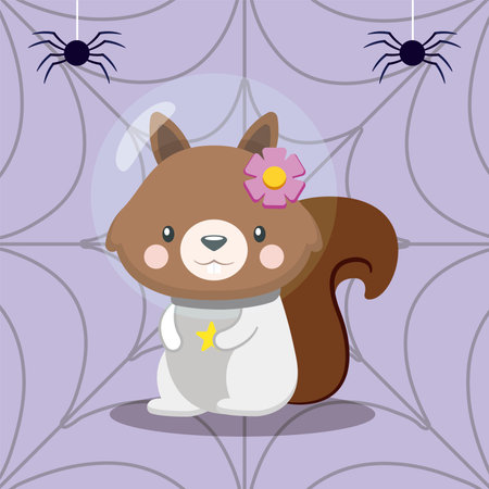 Squirrel astronaut with flower. Vectorのイラスト素材