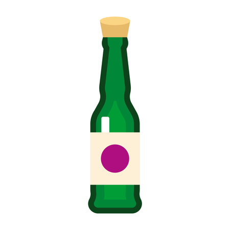 Green wine bottle corked. Vectorのイラスト素材