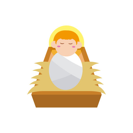 Baby Jesus in manger scene. Vectorのイラスト素材