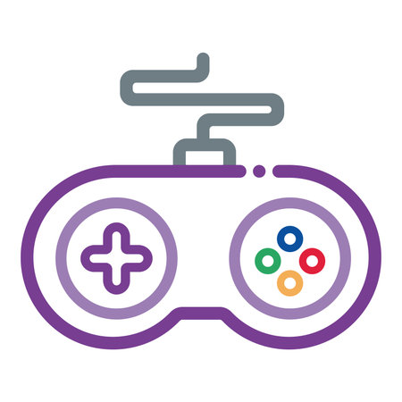 Gaming controller with cable. Vector