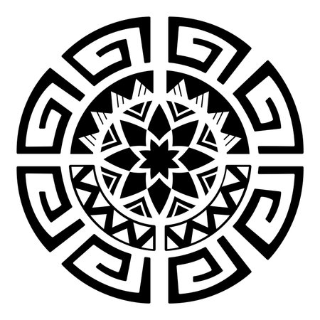 Black tribal circular motif. Vectorのイラスト素材