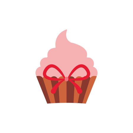 Cupcake with red bow top. Vectorのイラスト素材