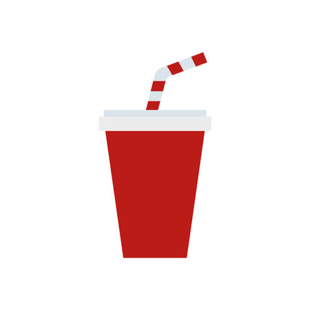 Red soda cup with straw. Vectorのイラスト素材