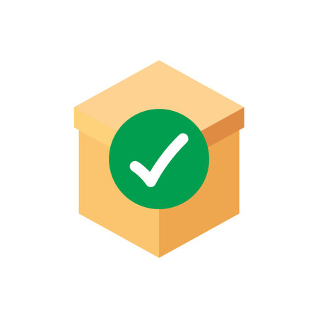 Package with checkmark icon. Vectorのイラスト素材
