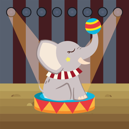 Circus elephant with ball. Vectorのイラスト素材
