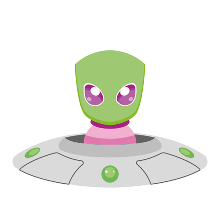 Green alien in spaceship. Vectorのイラスト素材