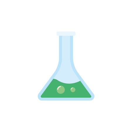 Green chemical beaker flask. Vectorのイラスト素材