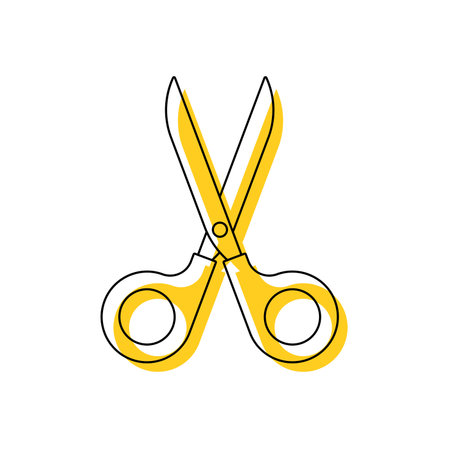 Yellow scissors outline style. Vectorのイラスト素材