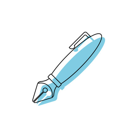 Blue fountain pen outline. Vectorのイラスト素材