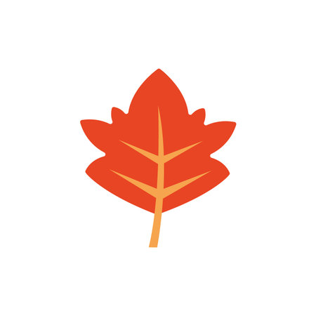 Red autumn leaf with stem. Vectorのイラスト素材