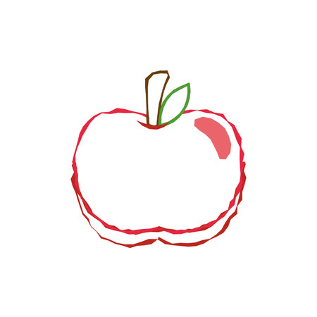 Red apple outline drawing. Vectorのイラスト素材