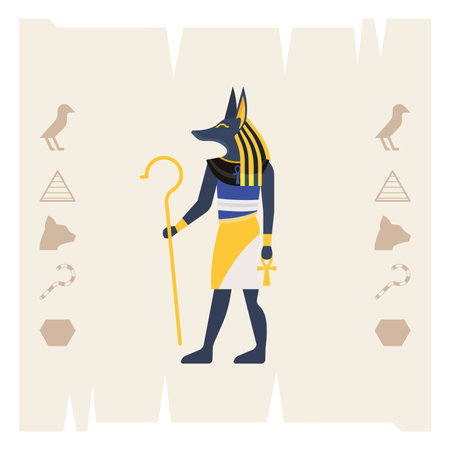 Anubis full body figure. Vectorのイラスト素材