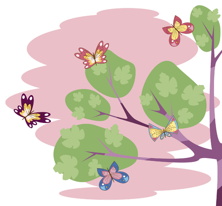 Vector image of butterflies and flowersのイラスト素材