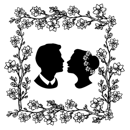 wedding silhouette with flourishes 5のイラスト素材