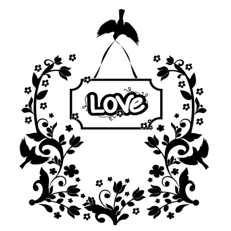 graphic element flourishes with birds 2のイラスト素材