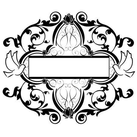 flourishes vector with dovesのイラスト素材