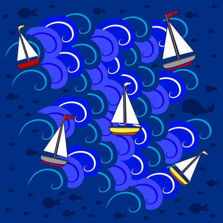 Boats in the sea 5のイラスト素材