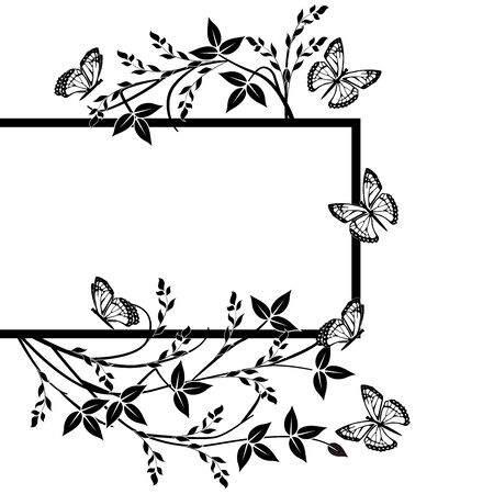 frame flourishes butterflies vintageのイラスト素材
