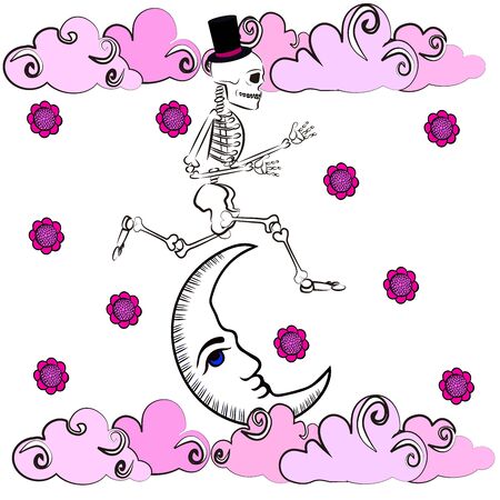 skull and moonのイラスト素材