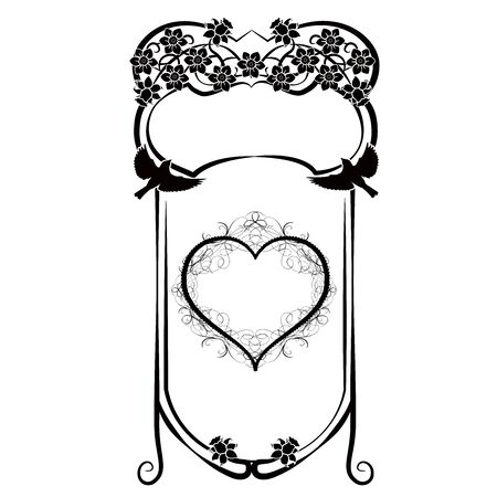 graphic element flourishes flowers and doves 2のイラスト素材