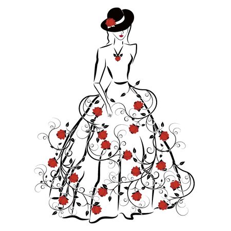 graphic element woman with flourishes 2のイラスト素材