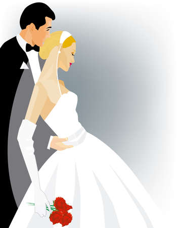 bride and groom weddingのイラスト素材
