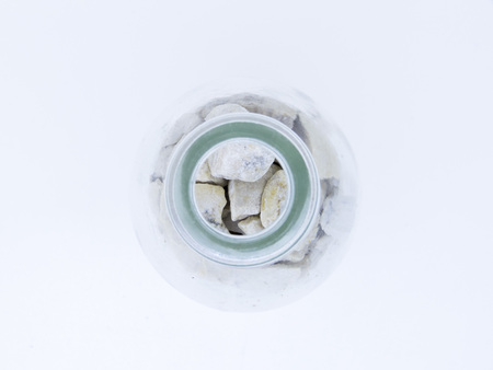 View from above in one bottle with material for crafting, decorationの写真素材