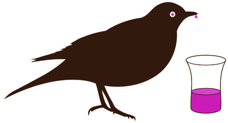 Blackbird drinking schnapps from a glass - Boozehound, boozer,のイラスト素材