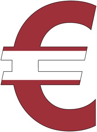 Euro - with Flag of Latvia, currency, valuta, anchor currencyのイラスト素材