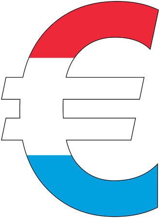euro with flag of Luxembourg, currency, valuta, anchor currencyのイラスト素材