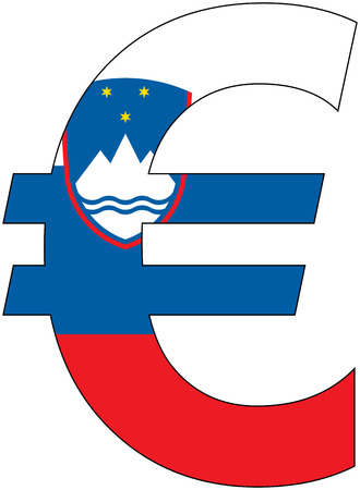 euro with flag of slovenia, currency, valuta, anchor currencyのイラスト素材