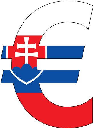 euro with flag of Slovakia, currency, valuta, anchor currencyのイラスト素材
