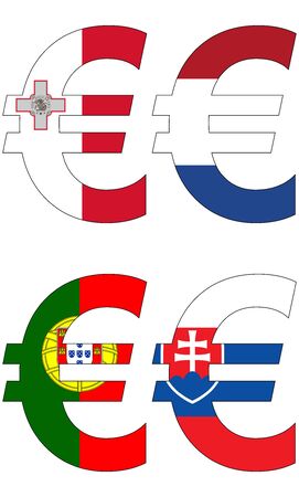 euro with various flags, currency, valuta, anchor currencyのイラスト素材