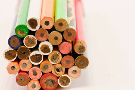 A bundle of pencils with the lead point view pointing toward the viewer.の写真素材