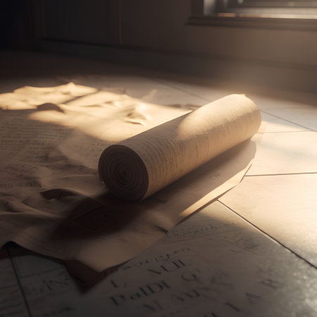 Old book on the wooden floor in the rays of the sun.の素材