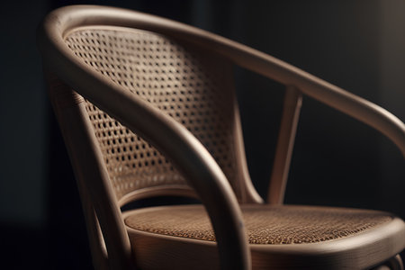 Rattan chair in vintage style. Selective focus. Shallow depth of fieldの素材