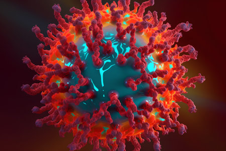 3d render of virus in blood cell. Coronavirus backgroundの素材