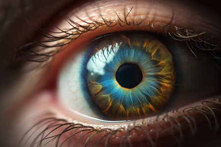 Close-up of human eye with blue iris. 3D renderingの素材