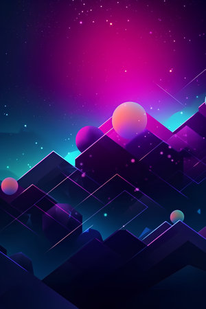 Abstract background with neon geometric shapes. Vector illustration. Eps 10.の素材