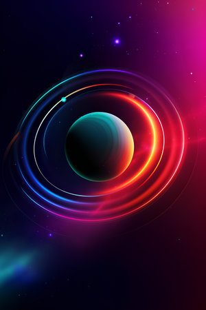 Abstract colorful background with space and planets. Vector illustration for your designの素材