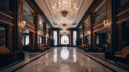 Luxury interior of the royal hotel. Luxury hotel lobbyの素材