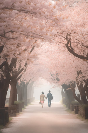 Cherry blossoms in the park, Sakura season in Japan.の素材