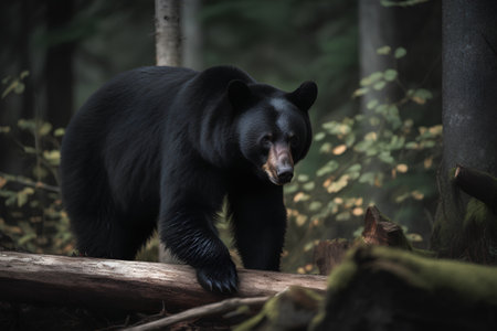 Black bear (Ursus americanus) in the forest.の素材