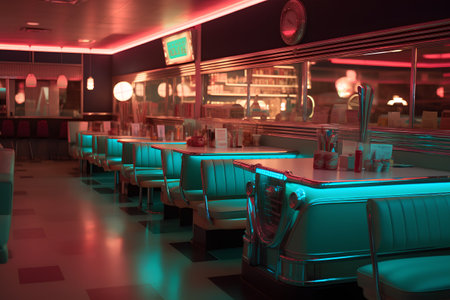 Interior of a night club with tables and chairs. 3d renderingの素材