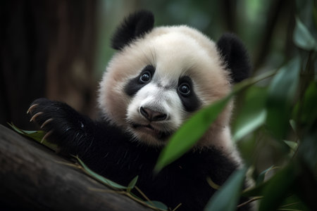 Portrait of a giant panda bear (Ailuropoda melanoleuca)の素材