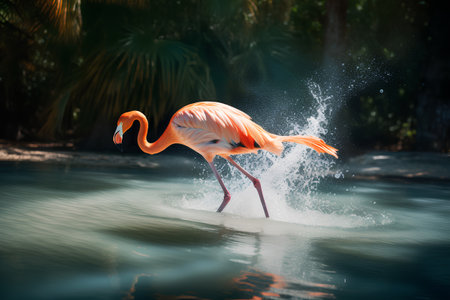 Flamingo in the water. Wildlife scene from tropics.の素材